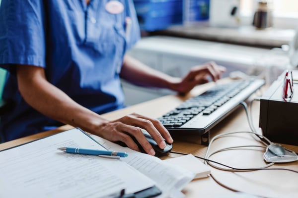 nurse using computer